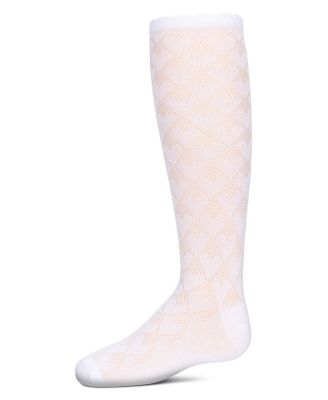 Big Girls Open Work Heart Knee High Socks