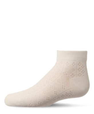 Girls Rayon Blend Diamond Knit Patterned Ankle Sock