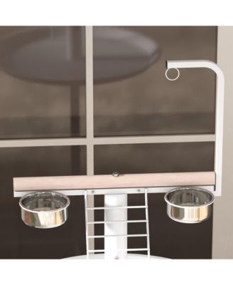 Bird Sd with Wheels, Perches, Feed Bowls, Round Tray for Parrot