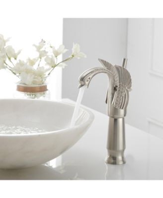 12*12*5 Swan Single Hole Single Handle Bathroom Vessel Sink Faucet With Pop Up Drain