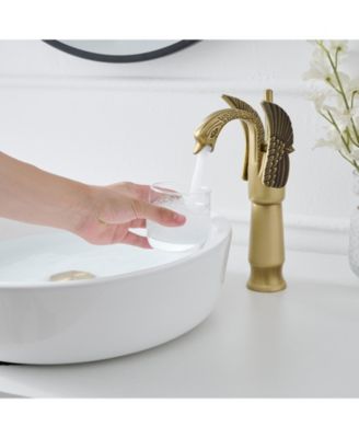12*12*5 Swan Single Hole Single Handle Bathroom Vessel Sink Faucet With Pop Up Drain
