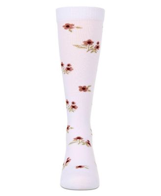 Little Girls Opaque Stretch Cotton "Blissful Bloom" Knee High Sock