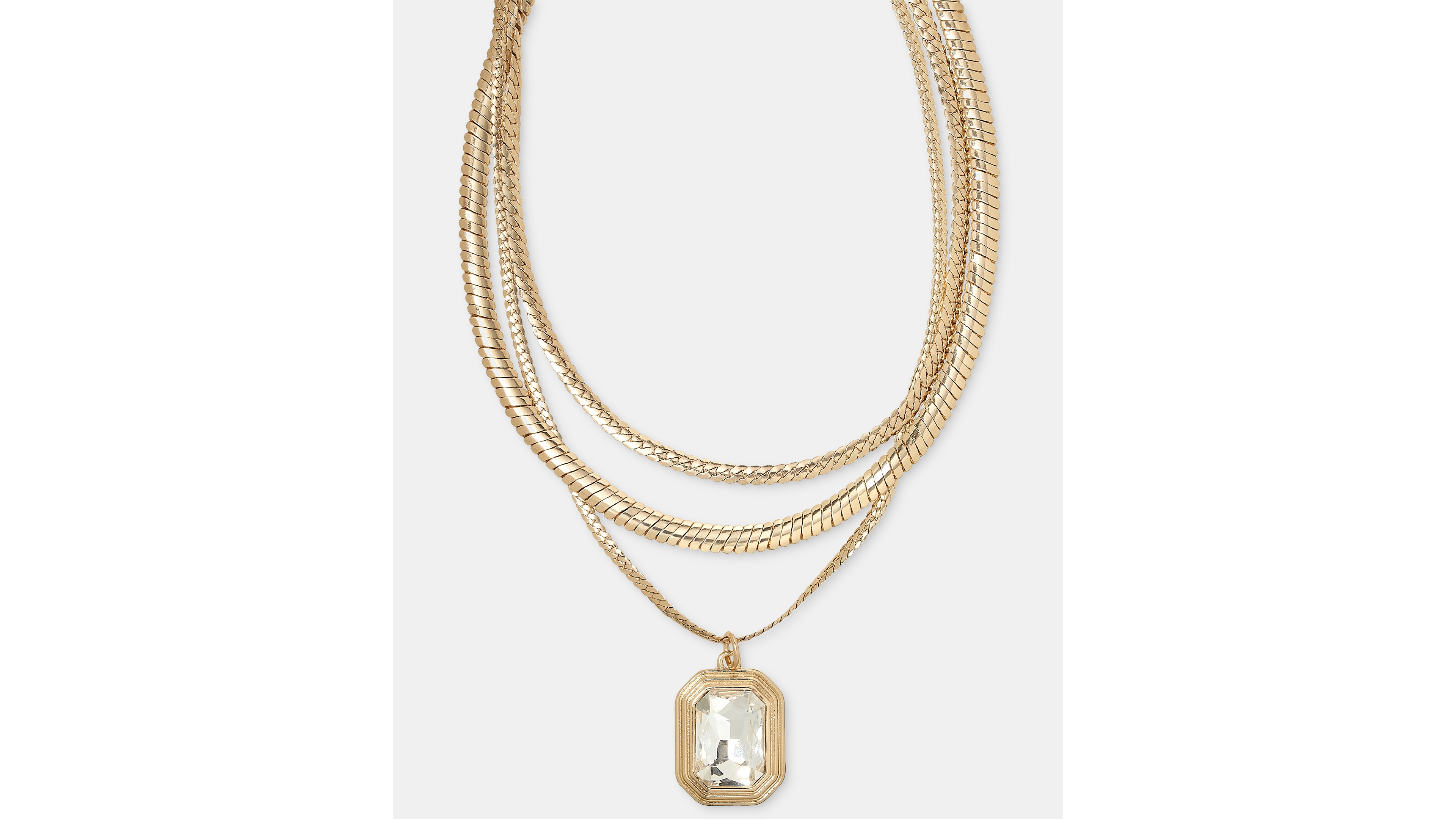 I.n.c. International Concepts Crystal Layered Pendant Necklace, 17" + 3" extender, Macy's Exclusive