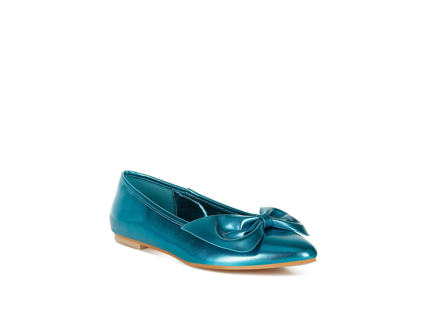 Женские балетки Rag & Co Bromelia Metallic Pleather Bow Ballerinas, цвет: Синий — фото 4