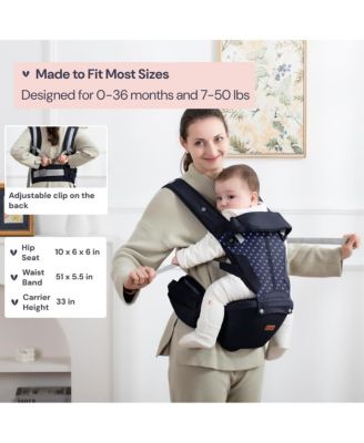 Kids Carrier 6-in-1 Carrier with Hip Seat, Comfy & Adjustable, Navy Hearts