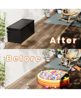 - W Gallons Water Resistant Resin Lockable Deck Box