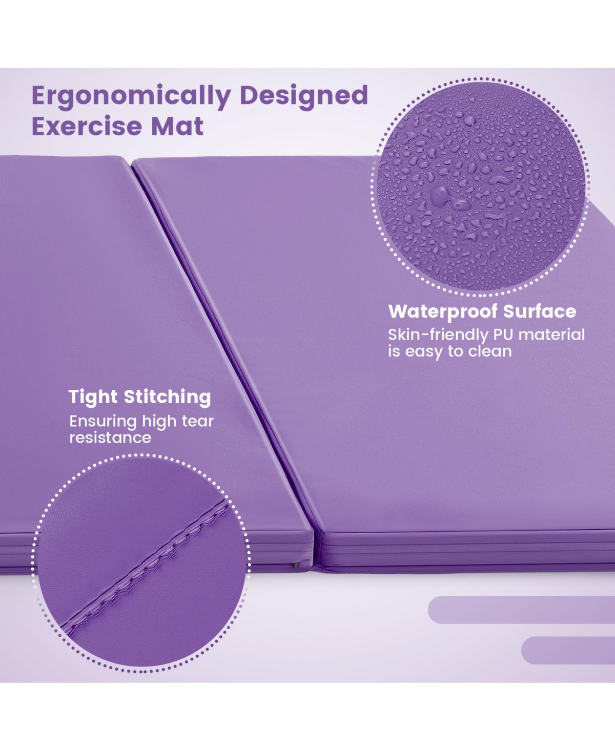 4-Panel Pu Leather Folding Exercise Mat with Carrying Handles