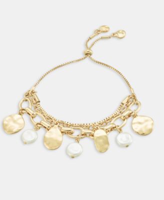 Style & Co - Disc & Imitation Pearl Slider Bracelet