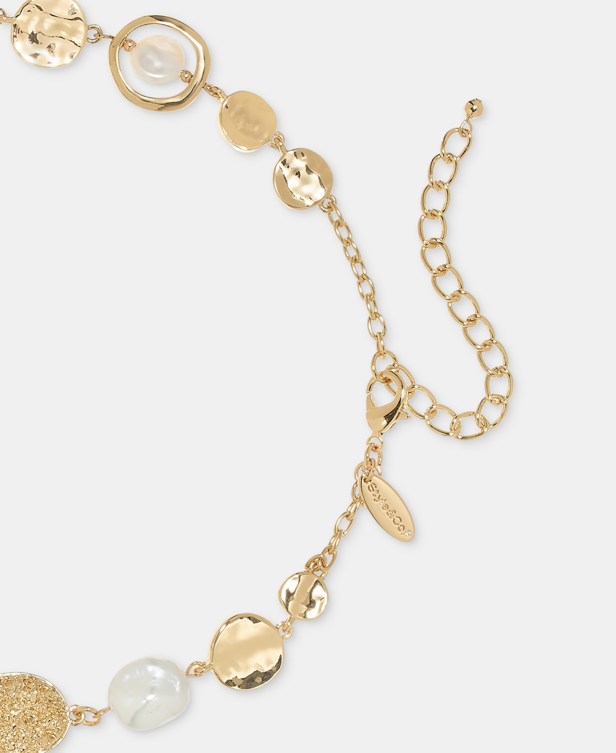 Style & Co Disc, Stone & Imitation Pearl All-Around Collar Necklace, 18" + 3" extender, Macy's Exclusive
