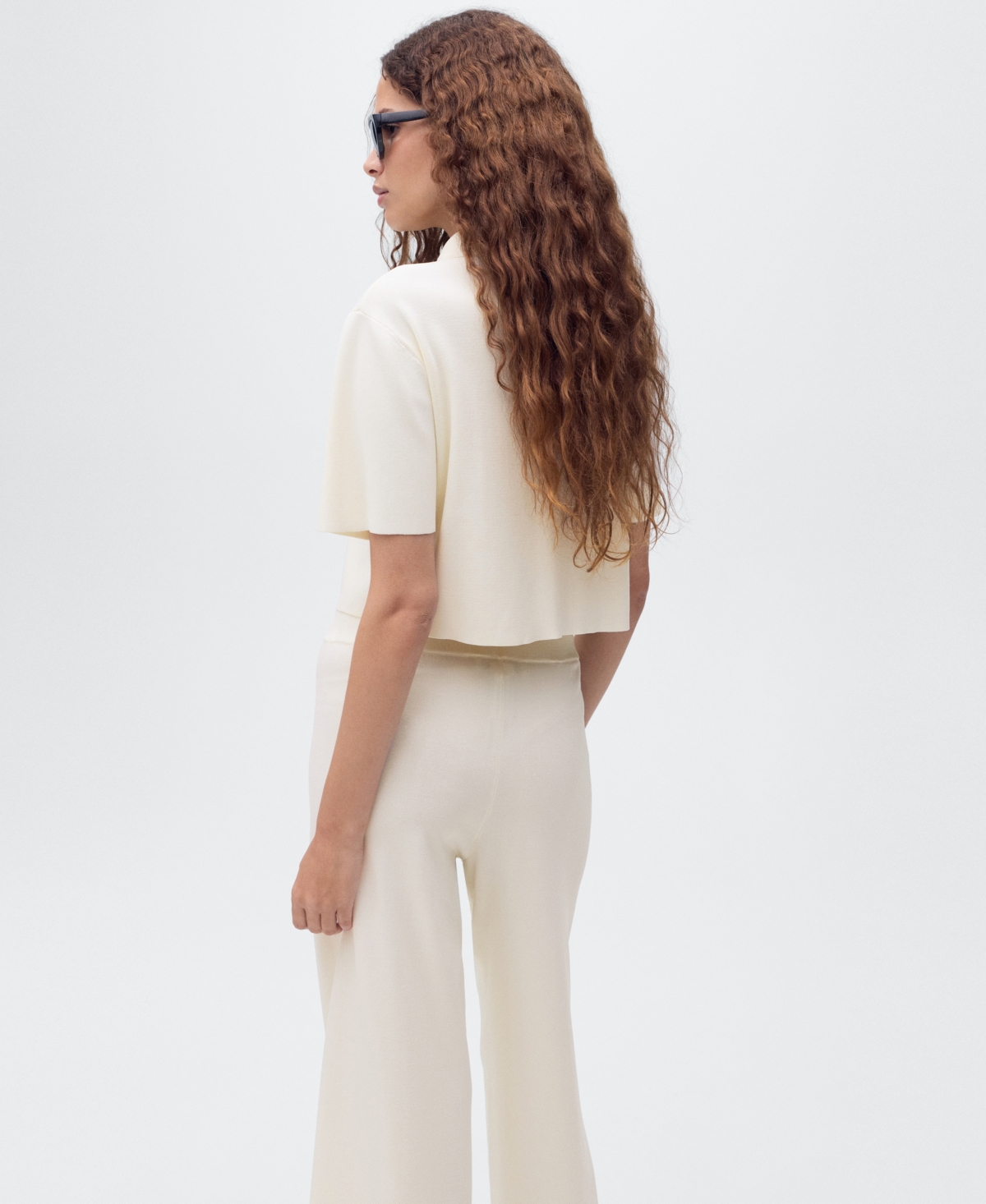 Mango Short Sleeve Cardigan In Neutral