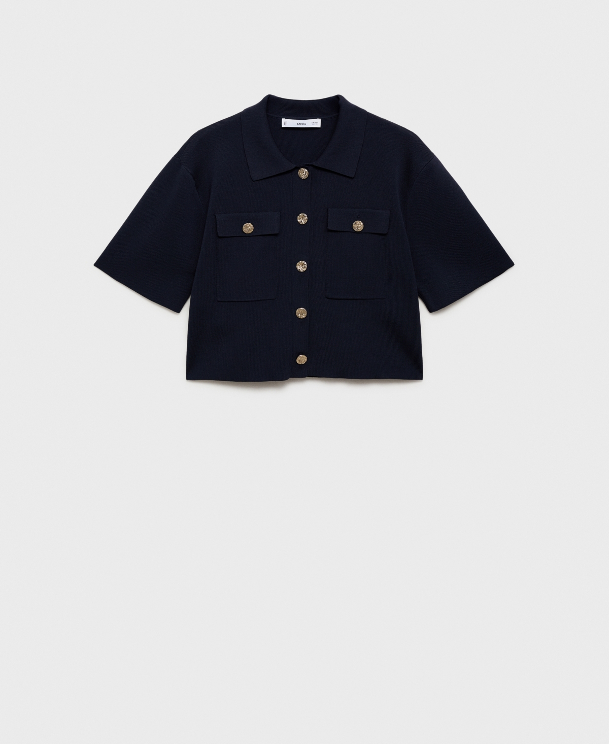 Mango Short Sleeve Cardigan In Blue