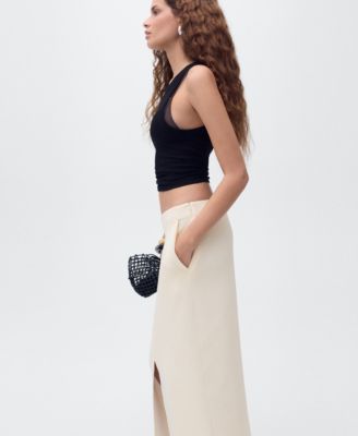 Women's Slit Detail Cotton Skirt