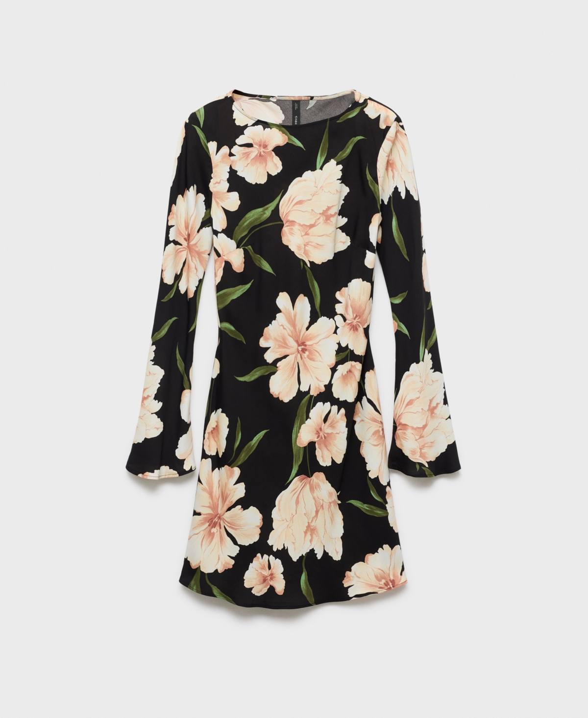 Mango Short Floral-print Dress In Black