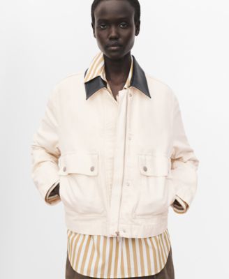 MANGO - Women's Contrasting Collar Denim Jacket