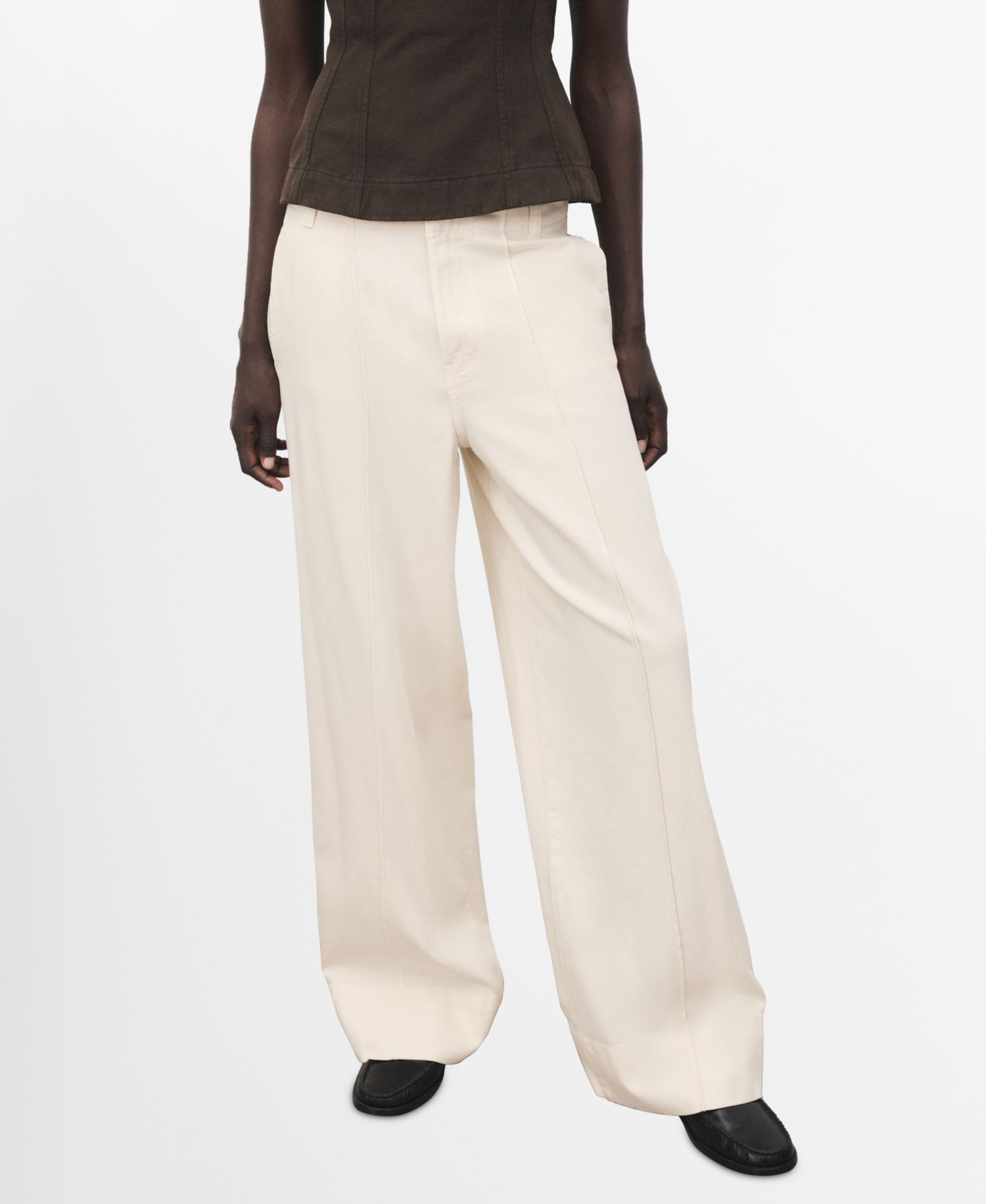 Women's Stitching Detail Wide Leg Denim Jeans