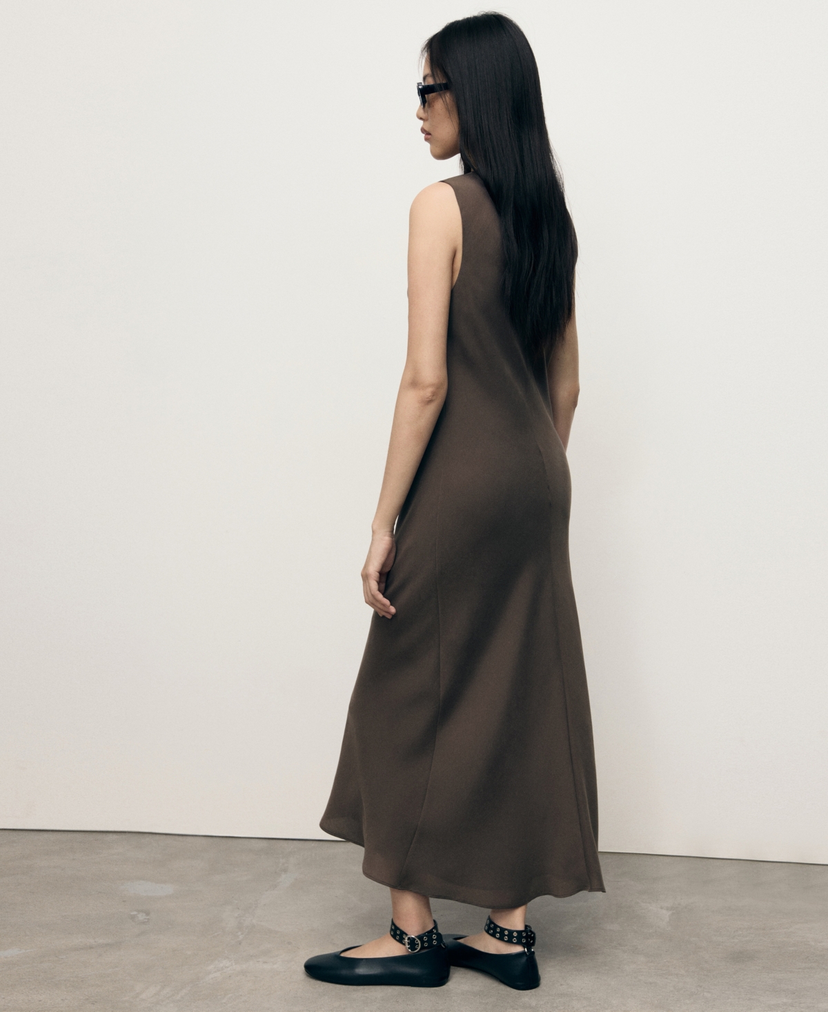 Mango Modal Midi-dress Brown In Brown