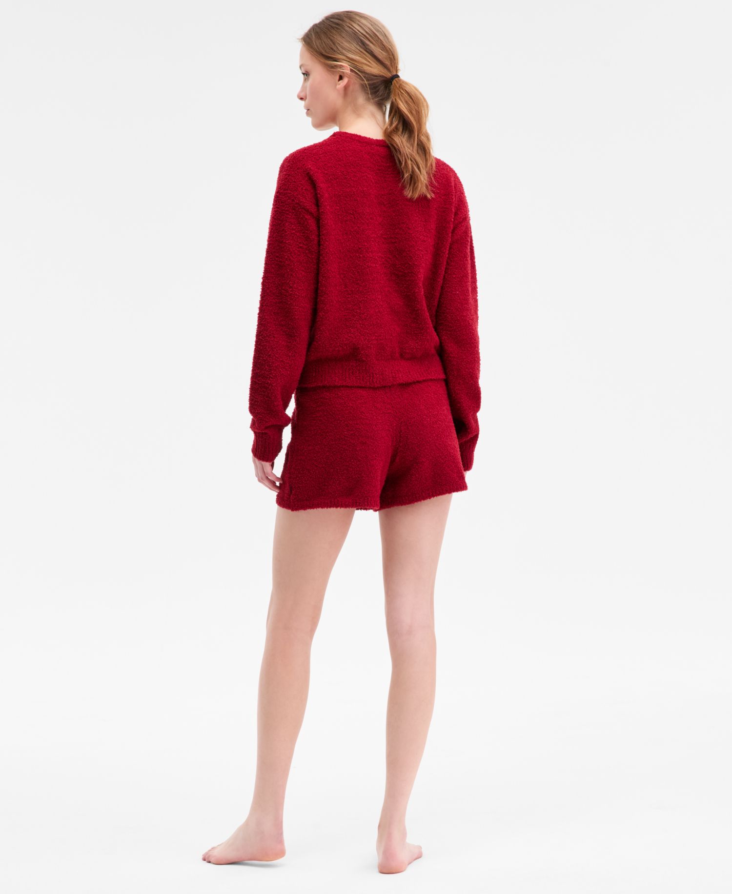Women's Cropped Plush Lounge Sweatshirt & Plush Shorts