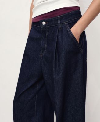 Women's Wide Leg Pleated Jeans