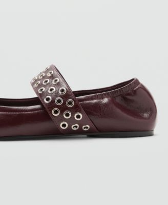 Women's Eyelets Detail Leather Ballet Flats