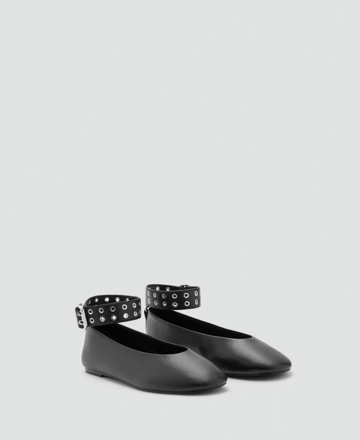Mango Women's Eyelet Strap Ballet Flats In Black