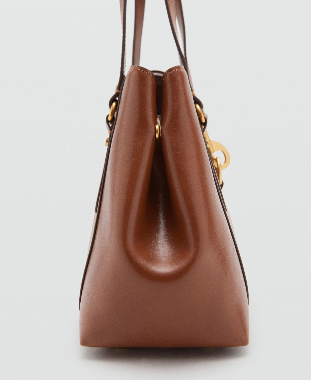 Mango Women's Hook Fastener Large Shoulder Bag In Brown