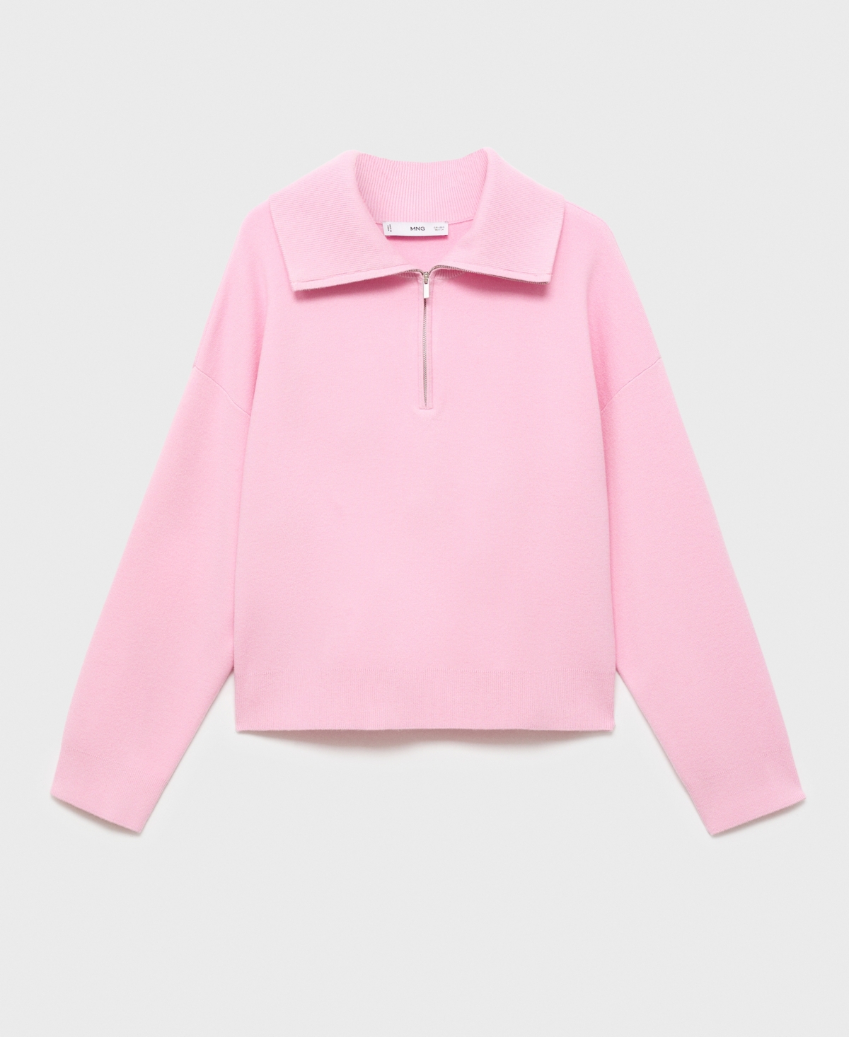 Mango Women's Zip Collar Knitted Sweater In Pink