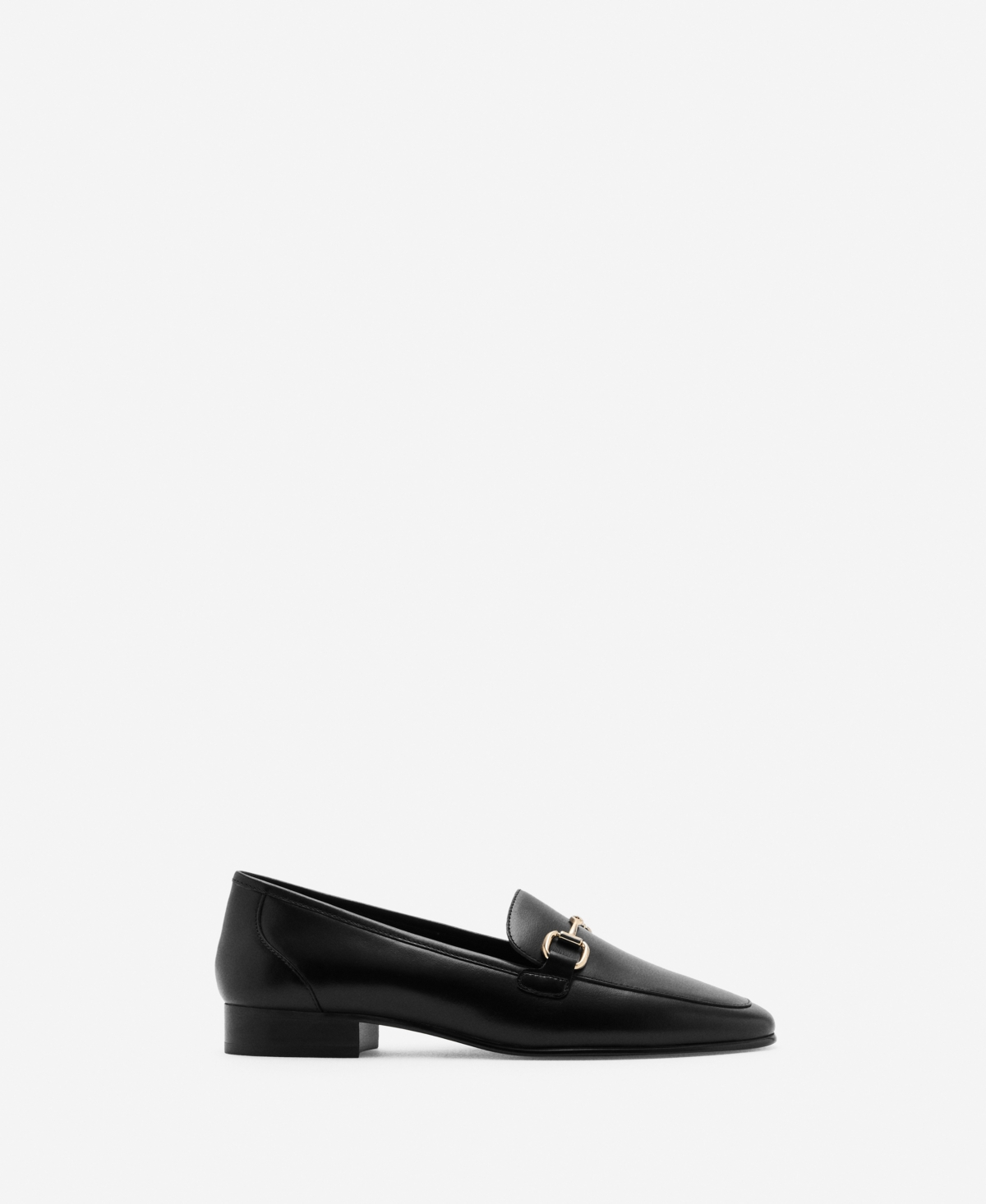 Mango Buckle Leather Moccasins Black In Black