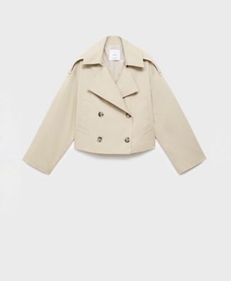 MANGO - Women's Double-Breasted Cropped Trench Coat