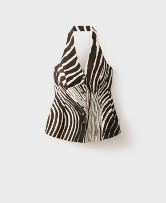 Women's Zebra-Print Linen Vest