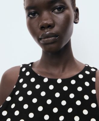 Women's Polka-Dot Belt Linen Jumpsuit