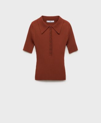 Women's Polo Neck Ribbed Sweater