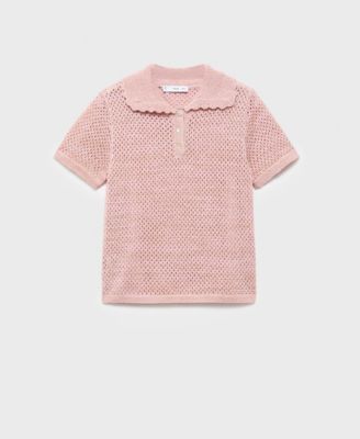 MANGO - Women's Short-Sleeved Crochet Sweater