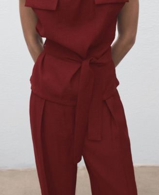 Women's Draped Neck And Belt Blouse