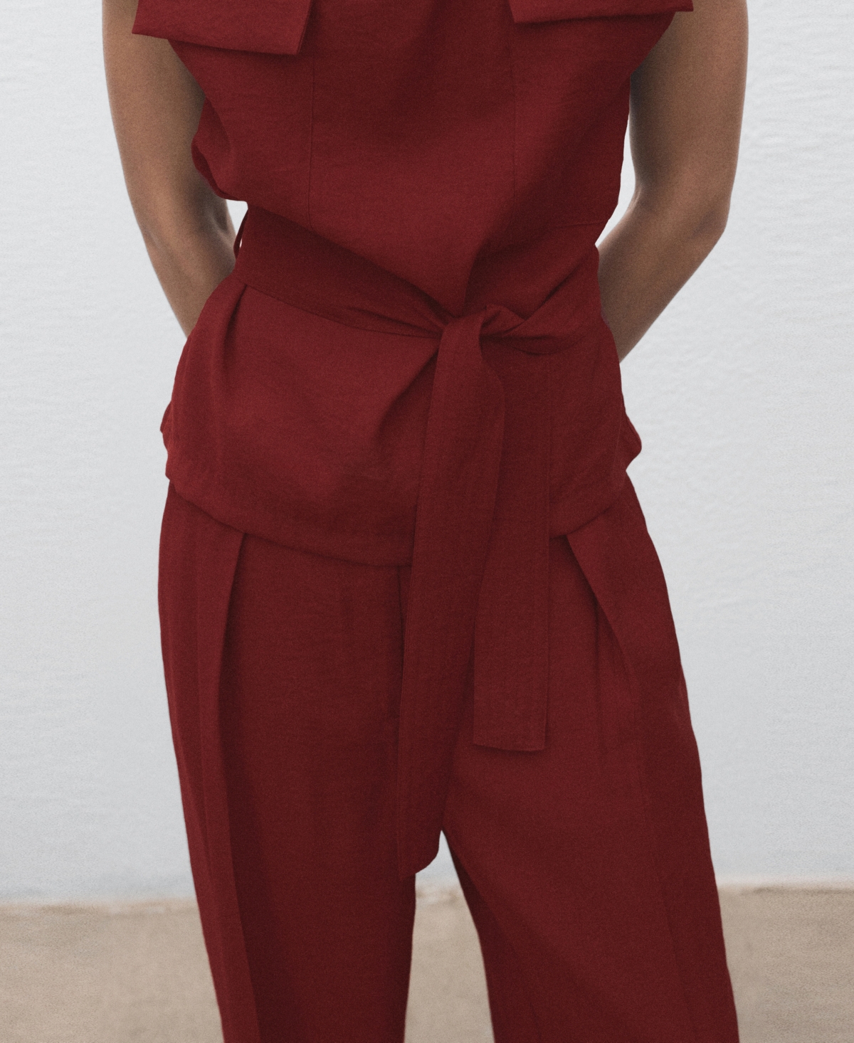 Mango Women's Draped Neck And Belt Blouse In Brown