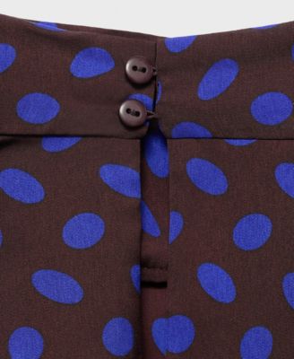 Women's Draped Collar Polka-Dot Blouse