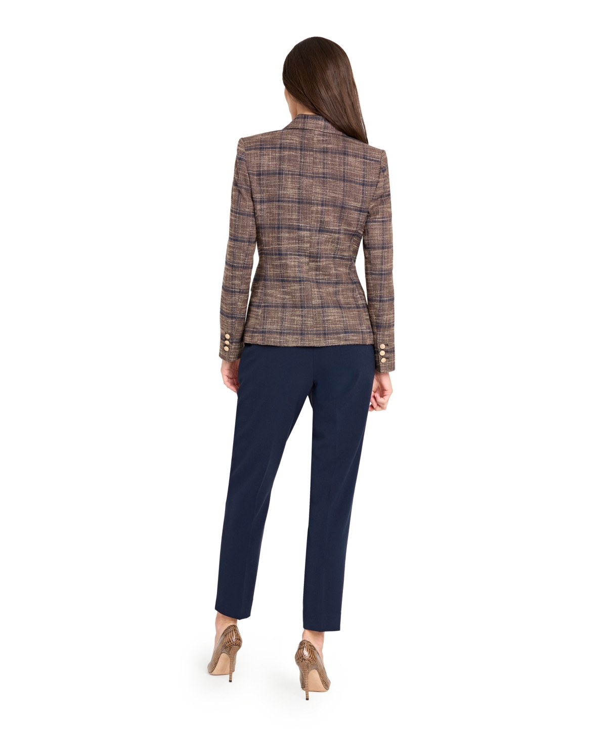 Tahari Asl Petite Classic Mid Rise Pants In Blue