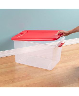 64 Qt. Clear Plastic Latching Lid Storage Bin Container Tote, 12 Pack