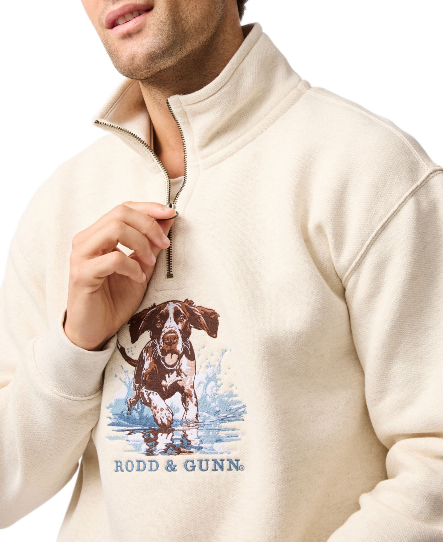 Мужская толстовка Rodd & Gunn Gunners Track Sweatshirt, цвет: Овсяный — фото 5