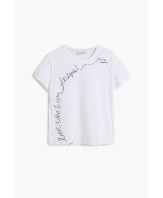 Women's T-shirt with embroidered phrase