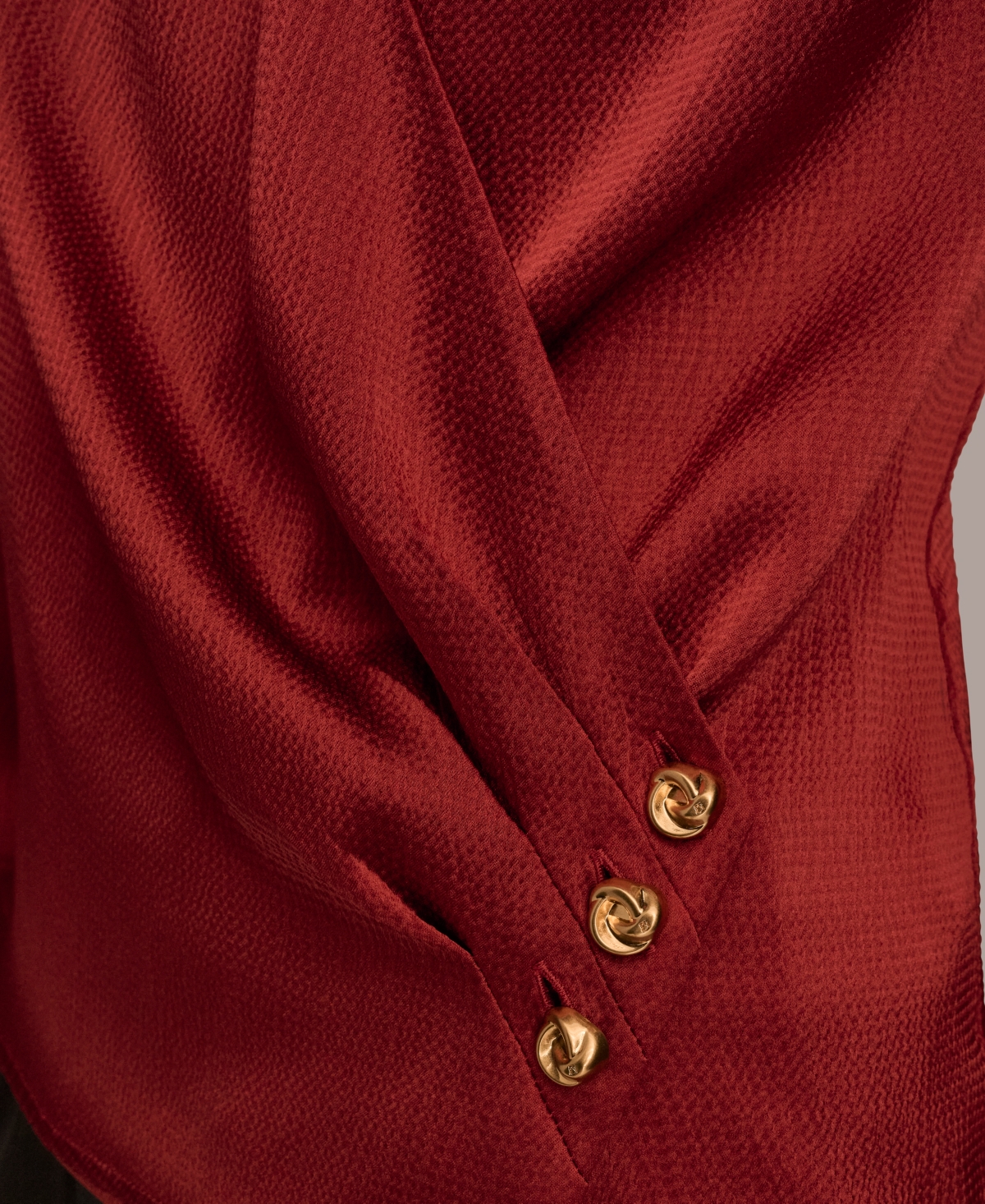 Donna Karan New York Hammered Satin Faux Wrap Top In Red