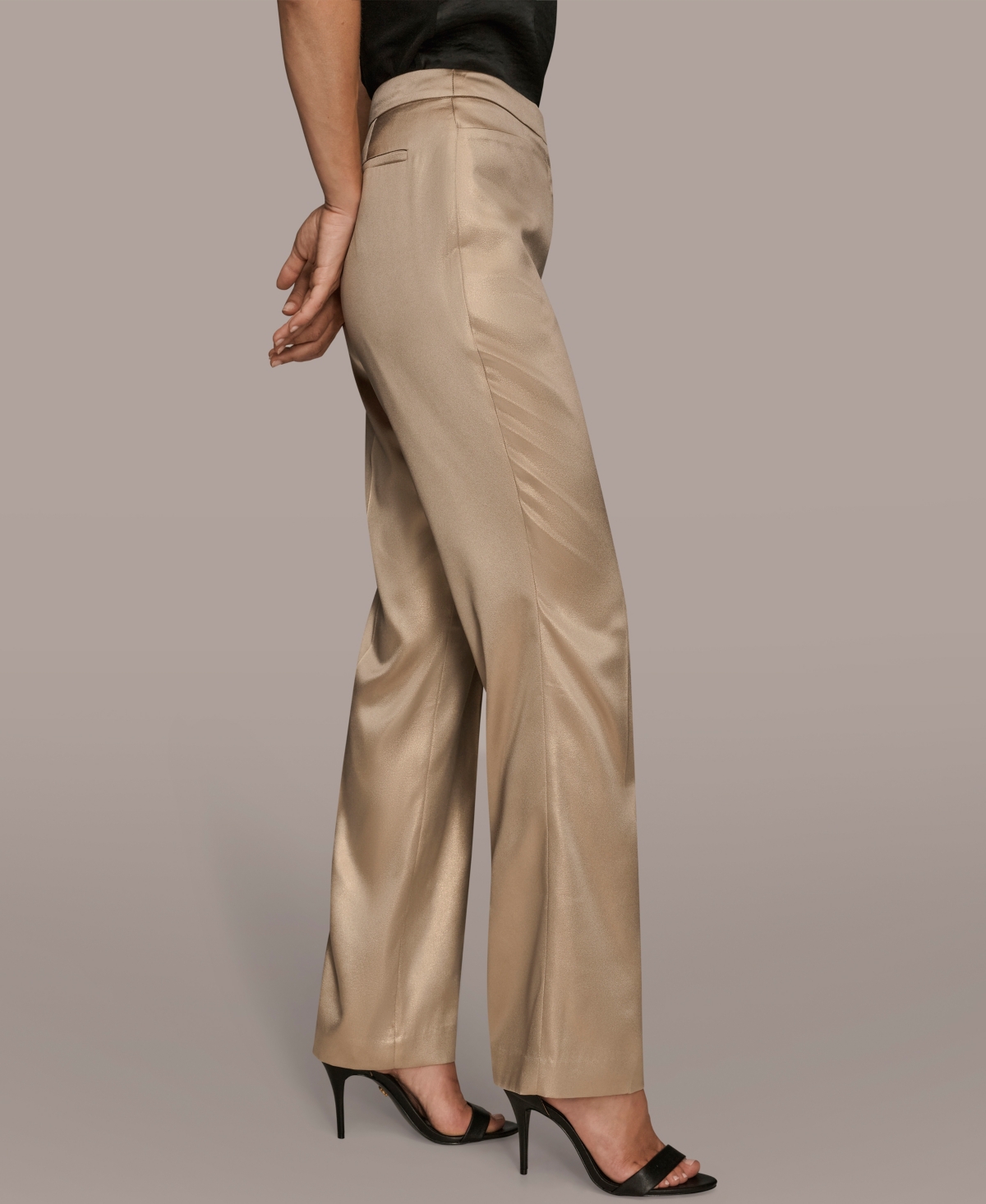Donna Karan Donna Karen New York Womens Metallic Blazer Metallic Straight Leg Pant In Brown