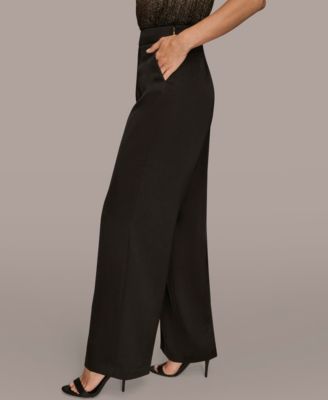 Women's Charmeuse High Rise Wide Leg Pants, Regular & Petite