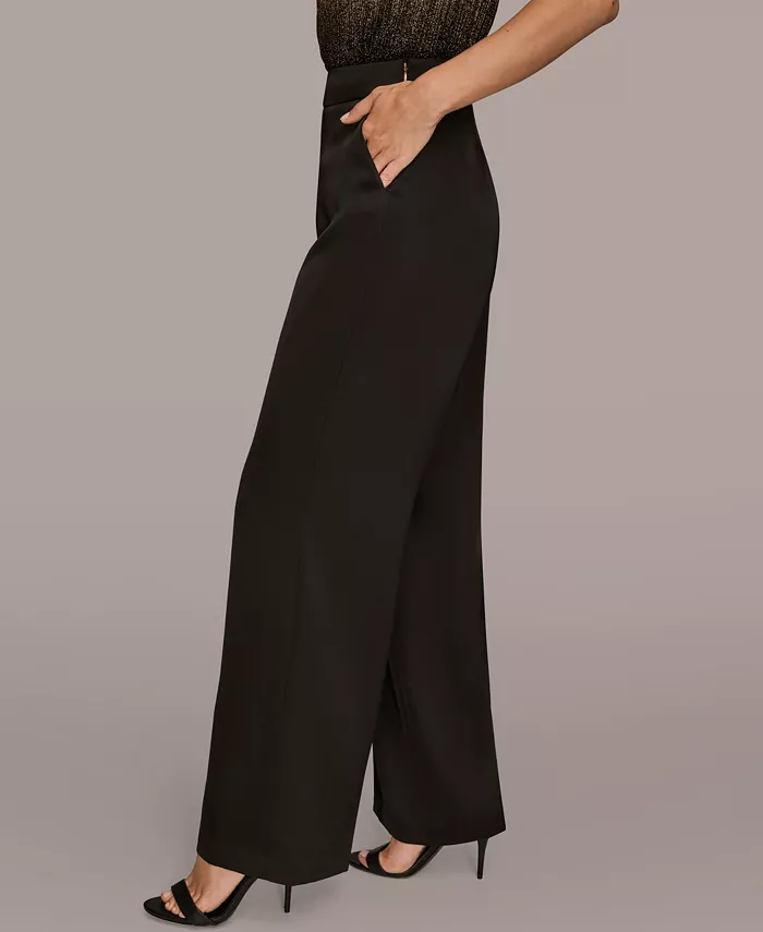 Women's Charmeuse High Rise Wide Leg Pants, Regular & Petite - thumbnail 3