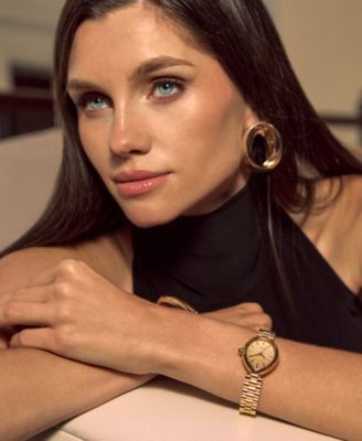 Women's Eco-Drive Classic Rainell Gold-Tone Stainless Steel Bracelet Watch, 26mm