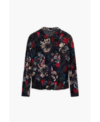 Women's Buttoned floral tulle T-shirt
