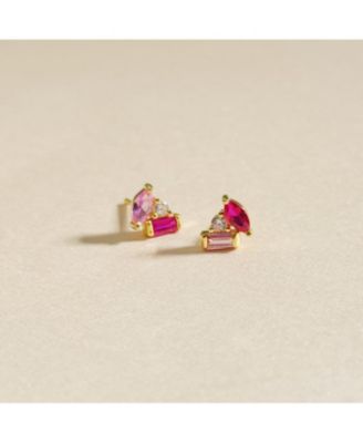 Sterling Silver Ruby and Pink Sapphire Celeste Stud Earrings