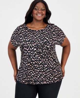 Anne Klein - Plus Size Short-Sleeve Crewneck Top