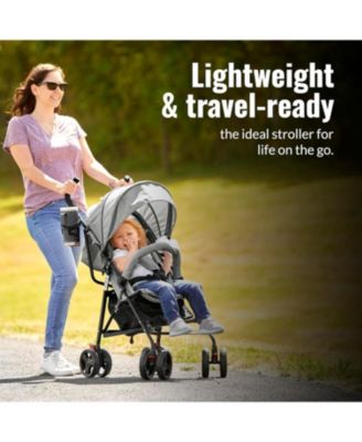 Vista Moonwalk Stroller with Compact Fold & Canopy in Light Gray