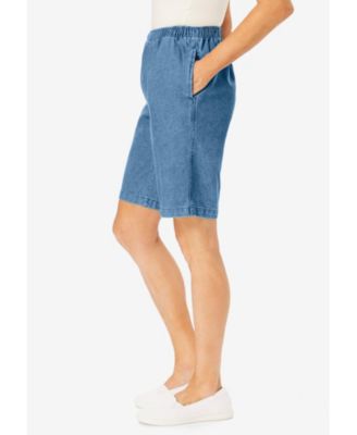 Women's Within 7-Day Elastic-Waist Pull-On Cotton Denim Shorts