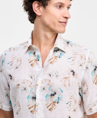 Men's Casa Regular-Fit Floral Button-Down Linen Shirt